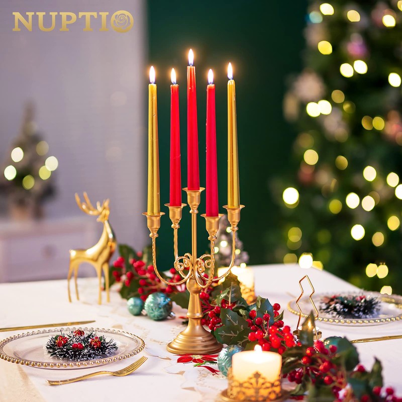 NUPTIO Gold Candelabras Candle Holder Set of 2 Metal Candelabra
