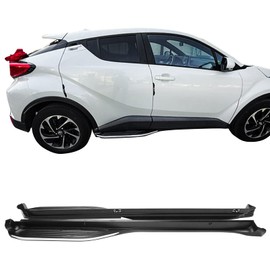IKON MOTORSPORTS, Running Boards Compatible with 2018-2022 Toyota C-HR, Factory Style Unpainted Side Step Nerf Bars Pair Aluminum, 2018 2019 2020 2021