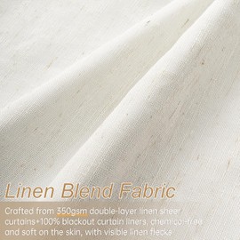 96 inch Long Natural Pinch Pleated 100% Blackout Curtains,Luxury Linen Curtains with Hooks for Patio Large Window Living Room Track System for Bedroomm,Thermal Insulated Drapes 1 Panel 72"Wx96"L