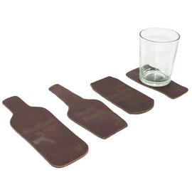 Hide & Drink, Thick Leather Coasters, Set of 4 / Drinking Figures/Stain/Furniture Protection/Home Decor/Bar/Office/Kitchen, Handmade :: Bourbon Brown