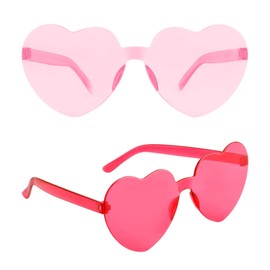 Heart Sunglasses, Pink Heart Sunglasses, 2 Pack Hot Pink Heart Sunglasses for Women, Pink Glasses, Girls Sunglasses, Pink Heart Shaped Sunglasses, Heart Sunglasses for Bachelorette Party Decorations