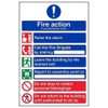 VSafety General Fire Action 6 Message Sign - Portrait -