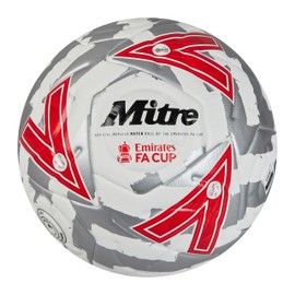 Mitre Match FA Cup Football, White/Silver/Red, 4