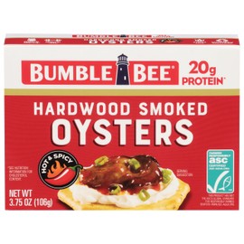 Bumble Bee Hot & Spicy Hardwood Smoked Oysters, 3.75 oz Tin - 20g Protein per Serving, Gluten Free, Keto