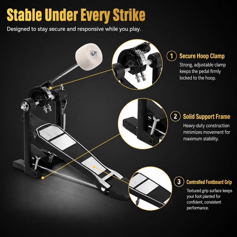 Adjustable Bass Drum Pedal — Aluminum Alloy Kick Pedal for