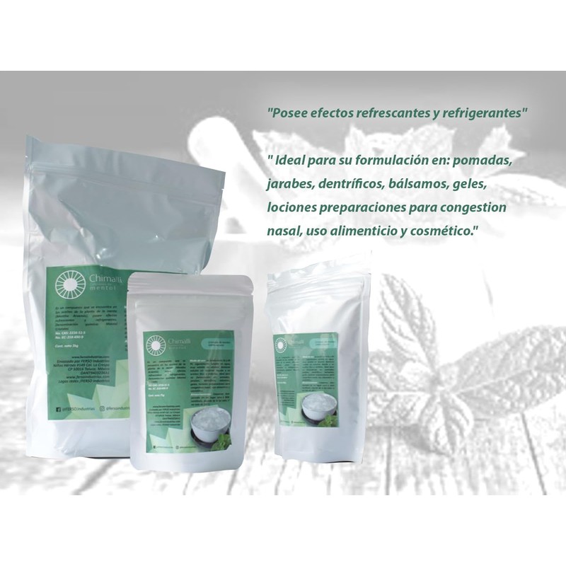 Cristales de mentol 100% natural Chimalli 200grs