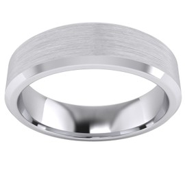 Heavy Solid Sterling Silver 6mm Flat Court Shape Matt Centre Polished Bevel Edges Mens Wedding Ring Plain Band (M)