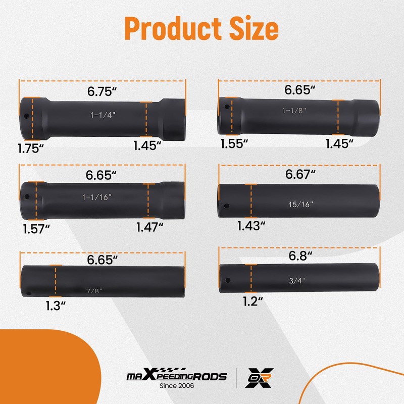 maXpeedingrods 1/2 Inch Drive Extended Length Impact Socket Set, 6Pcs