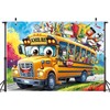Welcome Back to School Backdrop 6x4FT Cartoon Yellow School Bus