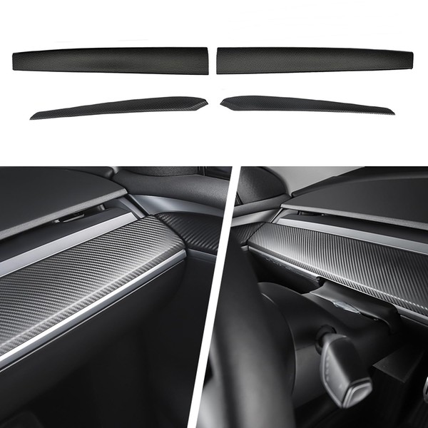 BMZX Tesla Model 3 Model Y Dash Wrap Door Trim ABS Carbon Fiber Pattern Matte Dashboard Cover Cap Interior Decoration Wrap Kit- Tesla Model 3 Model Y 2020 2021 2022 2023