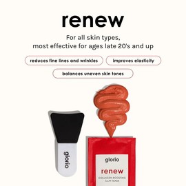 Glorio Renew Collagen-Boosting Clay Masks (3.2 oz with Applicator), Collagen-Boosting for Fewer Lines & Wrinkles, Retinol Face Mask Skin Care for All Skin Types, Facial Care for Men & Women, USA Made