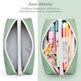 KALIDI Pencil Case Girls Teenager Pencil Case Unisex Pencil Case School Pencil Case, Corduroy Green, pencil case