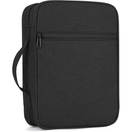 Bible Cover with Durable Handle, Carrying Book Case Church Bag Bible, Protective with Zippered Pocket, Bible Study Accessories Supplies, Book Protector for Book Lovers, Black