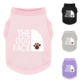 Comfortable and Breathable Dog Shirt: Soft, Lightweight Cotton Dog Clothes with 'The Dog Face' Print, Perfect for Everyday Wear, Small and Medium Breeds - Personality Canine Attire Pink XS