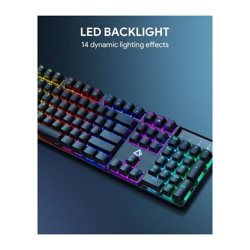 AUKEY KMG16 Mechanical GAMING Keyboard Blue Switches 104key 6-color backlight