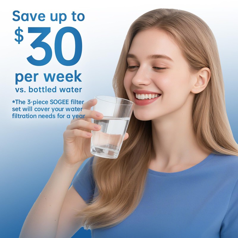 3-Pack Replacement Faucet Water Filters,NSF42 Certification Removes Chlorine,Odors & Heavy
