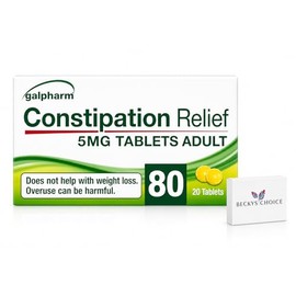 Constipation Relief 5mg Tablets Adult - (4 Packs of 20 Tabs Each)