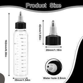 BNPHSIN 4PCS Hair Oil Applicator Bottle, 120ml Scalp Oil Applicator, Hair Color Squeeze Bottle with Scale Ratio Measurement Refillable Empty Liquid Container for Salon Hair Coloring Paint Art Glue