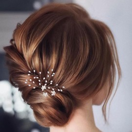 Allereyae Pearl Wedding Hairpins Barrette Pearl Flower Hair Pins Barrette Gold Pearl Bridal Headpieces Decorative Head Clip Headwear Bridal Hair Accessories for Women