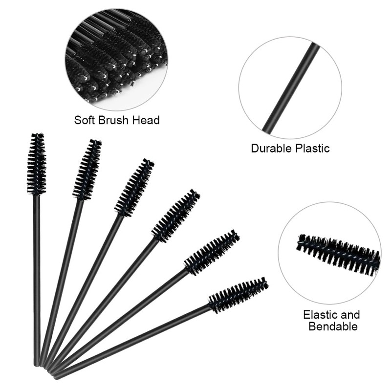 LOPHE 200PCS Disposable Eyelash Brushes, Mascara Eyelash Wands Brush Spoolies