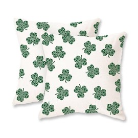 HOMFREEST St Patricks Day Pillow Covers 18x18 Inch Set of 2 Shamrock Lucky Clovers Dceoration Farmhouse Outdoor Patio Throw Pillowcase for Home Decor