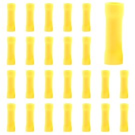 CEEYSEE 100Pcs of Yellow Insulated Butt Splice Terminal Butt Splice Electrical Wire Crimp Connectors（PTY)
