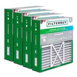 Filterbuy 16x20x5 Air Filter MERV 8 Dust Defense (4-Pack), Pleated HVAC AC Furnace Air Filters for Honeywell FC100A1003, Lennox X0592, and More (Actual Size: 15.75 x 19.75 x 4.38 Inches) | Filterbuy