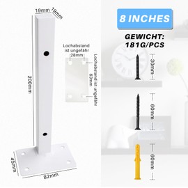 Pack of 4 Wall Brackets Shelf Support, Shelf Bracket, Floating Heavy Duty Bracket, Wall Shelf, Goods Holder, Shelf Brackets for Wall Console, White, Made of Stainless Steel, 30 kg Load Capacity (20