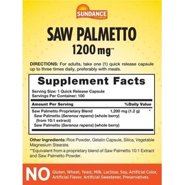 Saw Palmetto 1200mg | 100 Quick Release Capsules | Gluten Free Supplement | by Sundance
