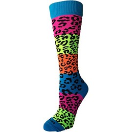 TCK Neon Rainbow Fun Print OTC Socks (Leopard Print, Small)