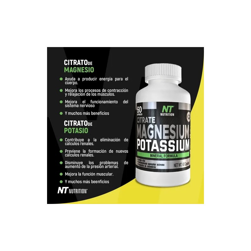 Nt Nutrition Citrato Magnesio Y Potasio 60 Caps Sabor
