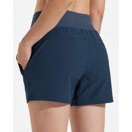 Libin Women's 4" Inseam High Waist Athletic Golf Shorts Quick Dry Hiking Shorts Lightweight Summer Active Outdoor Travel Shorts, Navy M