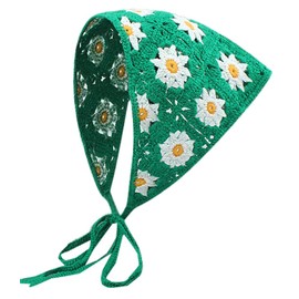 Solyinne Women's Crochet Head Kerchief Knitted Hair Scarf Headwrap for Women Girls Floral Fruits Headband