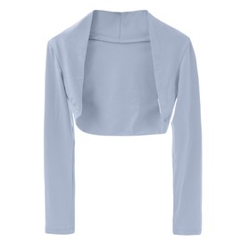 FEOYA Kid Girls Ballet Dance Cardigan Wrap Top Warm-up Crop Top Coat Gym Outerwear Bolero Shrug Ballerina Warm Up Crop Tops Blue 4-5T