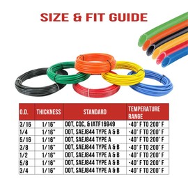 Mytee Products 1/4" OD x 50' Orange SAE J844 Nylon Air Brake Tubing DOT Approved | Pneumatic Nylon Air Line Hose for Air Brake System