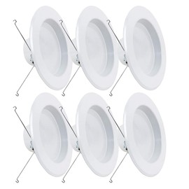 Feit Electric LEDR56B/927CA/MP/6 5/6 inch LED Recessed Downlight, Baffle Trim, Dimmable, 75W Equivalent 10.2W, 925 LM Retrofit kit, 5-6 in 75 Watt, 2700K Soft White, 6 Count