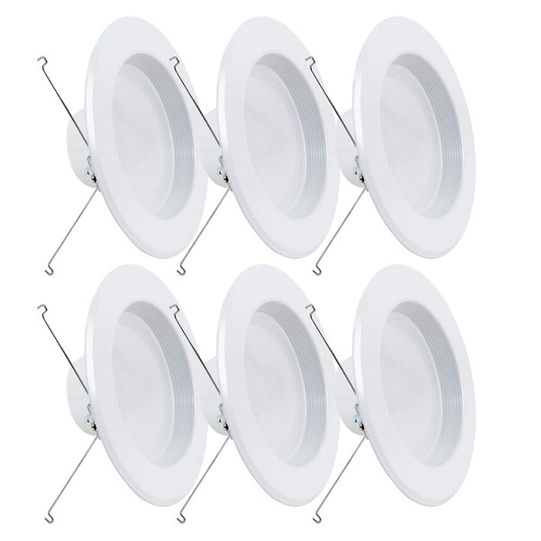 Feit Electric LEDR56B/927CA/MP/6 5/6 inch LED Recessed Downlight, Baffle Trim, Dimmable, 75W Equivalent 10.2W, 925 LM Retrofit kit, 5-6 in 75 Watt, 2700K Soft White, 6 Count