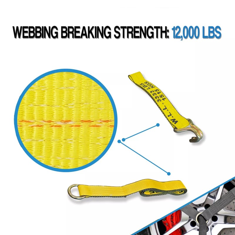 INDUSAFE 2''X10' Heavy Duty Ratchet Strap, 12000LBS Tie Down Straps