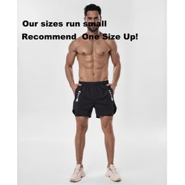 persimar Mens 2 in 1 Running Shorts Quick Dry Athletic Shorts with Liner, 1 Black, Small