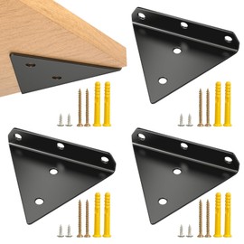 Rseuphiee Pack of 4 Shelf Brackets, 80 x 100 mm Invisible Triangle Wall Brackets, Floating Shelf Brackets, Metal Wall Brackets with Screws, Shelf Angle for Storage Shelf, Bookshelf (Black)