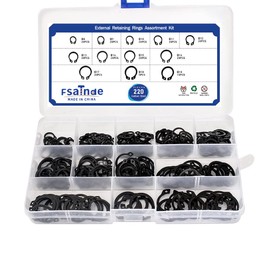 Snap Ring Assortment Kit External Circlip Snap Retaining Clip Rings,Carbon Steel C-Clips External Retaining Ring Shop Set,220PCS,Size 8mm to18mm