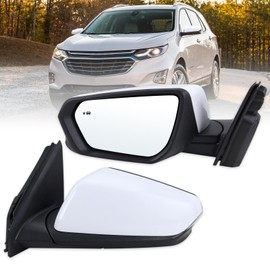 Lqito Left Driver Side Mirror Compatible With 2018 2019 2020 2021 2022 2023 2024 Chevy Equinox GMC Terrain With Power Glass Heated Turn Signal Blind Spot White Replaces#84225386(8 Pins)