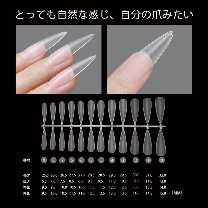 Nail Tips (5) Ultra Short, Long Teardrop Shape, Ultra Thin,