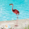 Glitzhome Metal Standing Flamingo Garden Statue with Stakes Outdoor Decorative