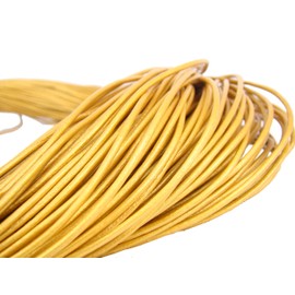 esnado Leather Cord Round 2 mm Gold (10 Metres, Gold)