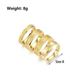 GIGB PBDK 4Pcs 18K Gold Rings Set for Women Men Dainty Stackable Knuckle Statement Rings 4MM/6MM Wide Frosted Stainless Steel Ring Pack Trendy Jewelry Gifts (Gold Size 8)