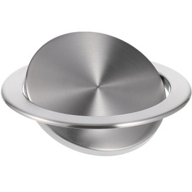 Generic Trash Can Lid:Embedded Countertop Built-in Trash Chute Round Cover Stainless Steel Round Trash Grommet for Kitchen Bathroom Countertop, Silver