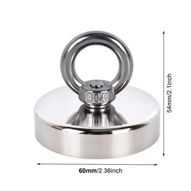 Fishing Magnet, 240 LBS Pulling Force Heavy Duty  Rare Earth Magnet,  for Retrieving in River and Magnetic:_60mm(pull max 240lb)
