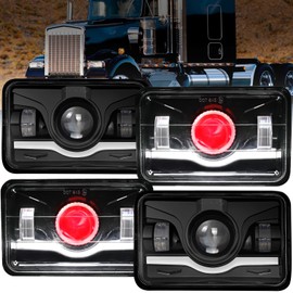 NSDXCT 4 PCS 4x6 LED Headlights High Low Sealed Beam DRL Headlights Fit For Peterbilt 379 For Kenworth T800 T600 For Ford Probe For Chevy For Oldsmobile Cutlass H4651 H4652 H4656 H4666 H6545