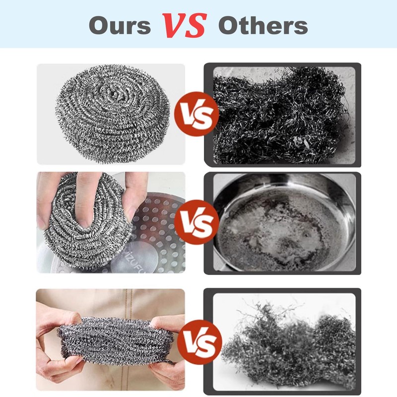 Stainless Steel Scourer,Cleaning Scrub Sponges, Heavy Duty Dishwashing Scouring Pad